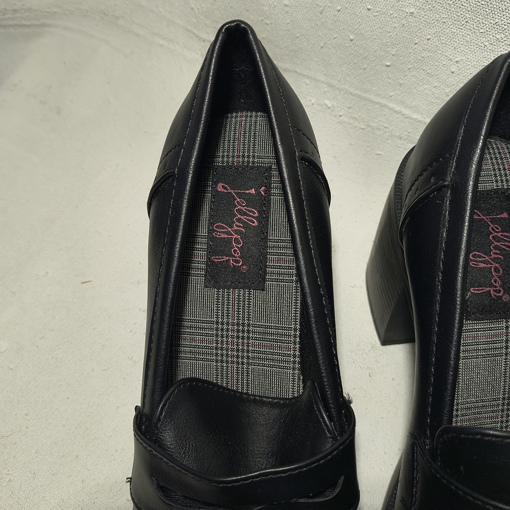 Women's 3 Inch Black Wedge Heel Slip On Loafers By Jelly Pop - Picture 3 of 6